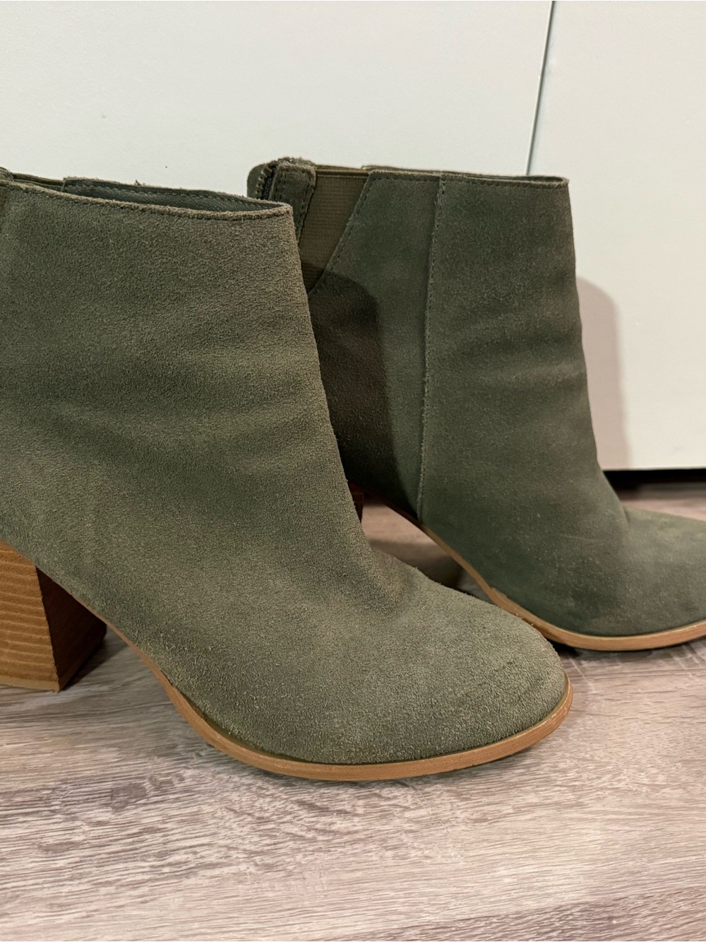 Urban Outfitters Olive Suede Ankle Booties